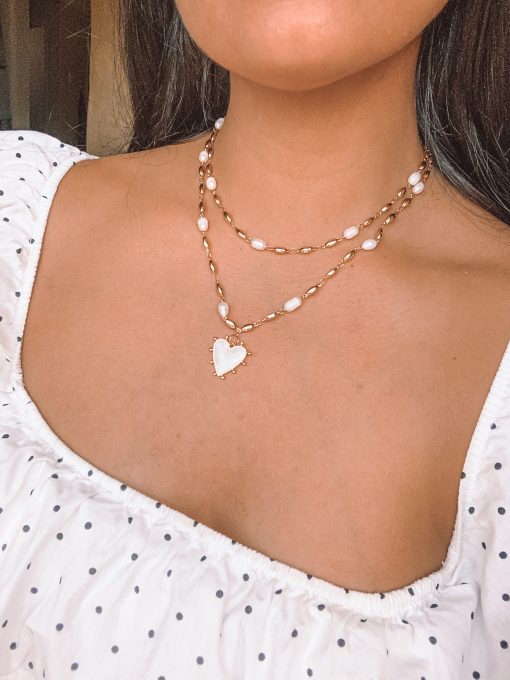 Duo Pearl Heart Necklace MUSE Jewelry