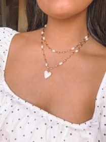 Duo Pearl Heart Necklace MUSE Jewelry