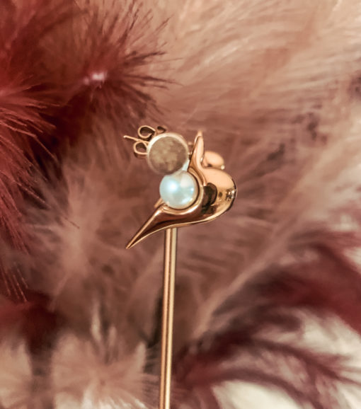 Pearl Geometric Heart Stud