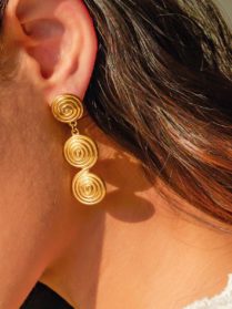 Round Drop Statement Earrings