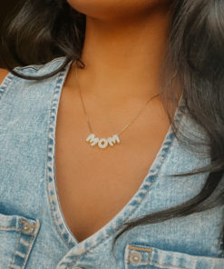 Mom bubble letter necklace