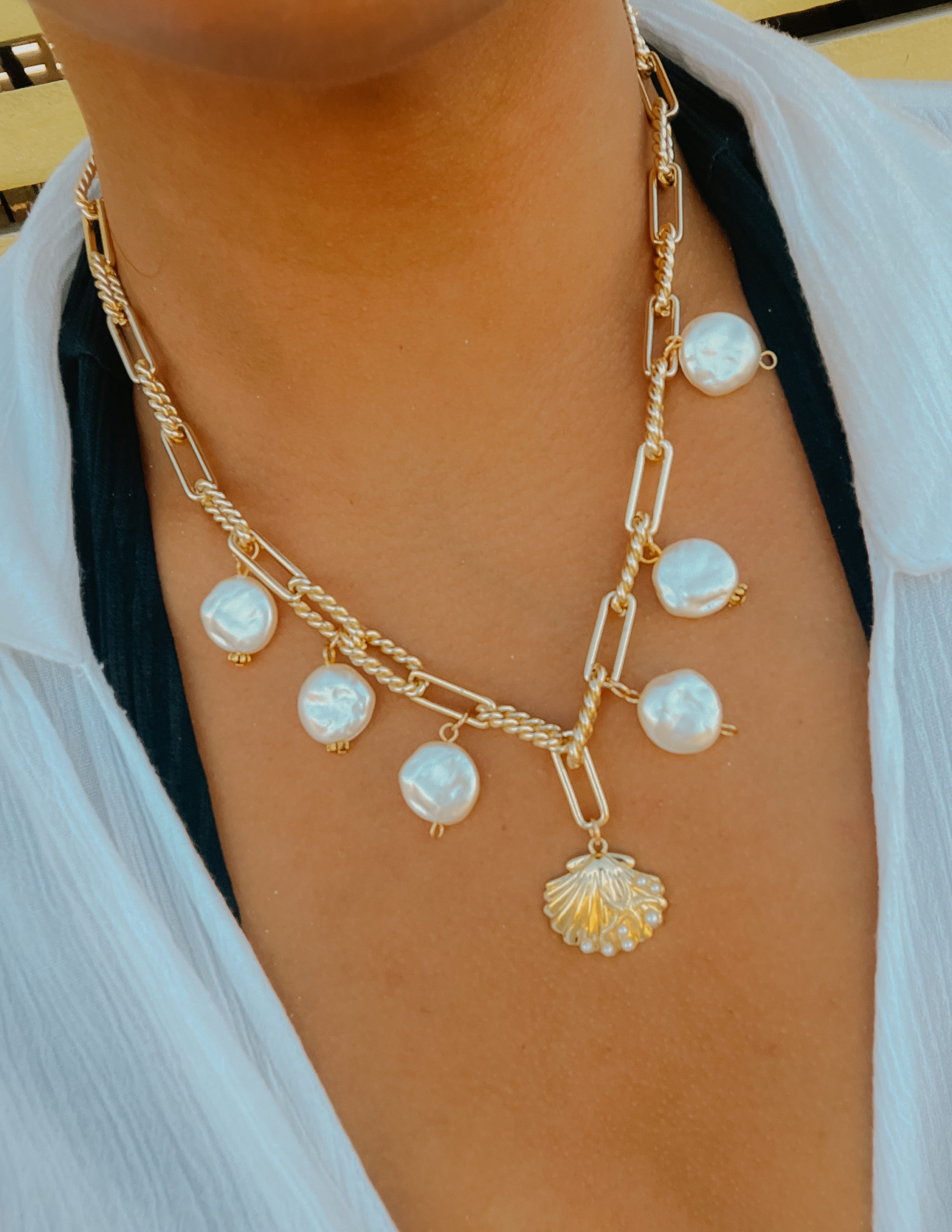 Perles et Coquillage Charm Necklace (Handmade)