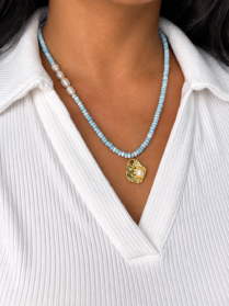 Misty Blue Pearl Necklace {Handmade}