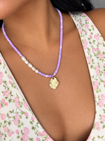 Lilac Pearl Necklace {Handmade}